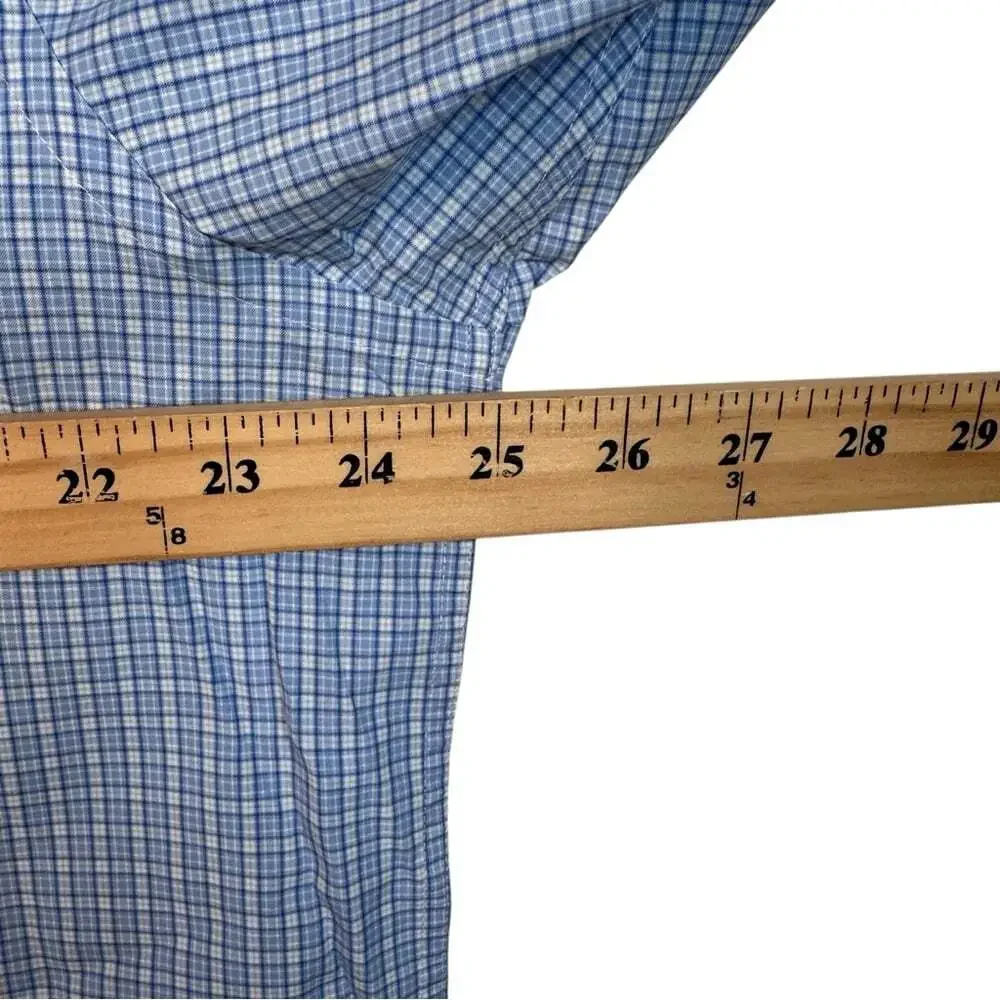 Thomas Pink Blue Check Shirt 17 Cotton Tailored Fit Button Front Businesscore